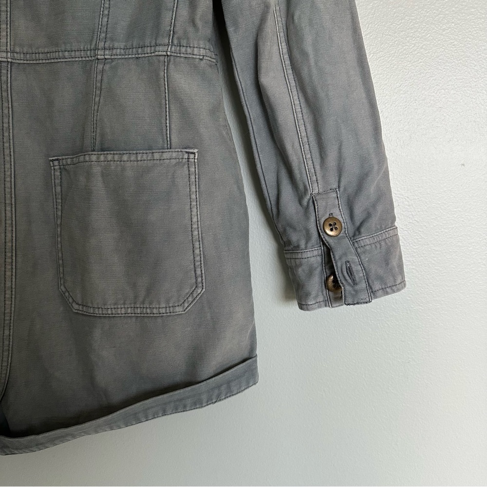 Free People Long Sleeve One Piece Button Front Collared Utility Romper - Picture 5 of 5